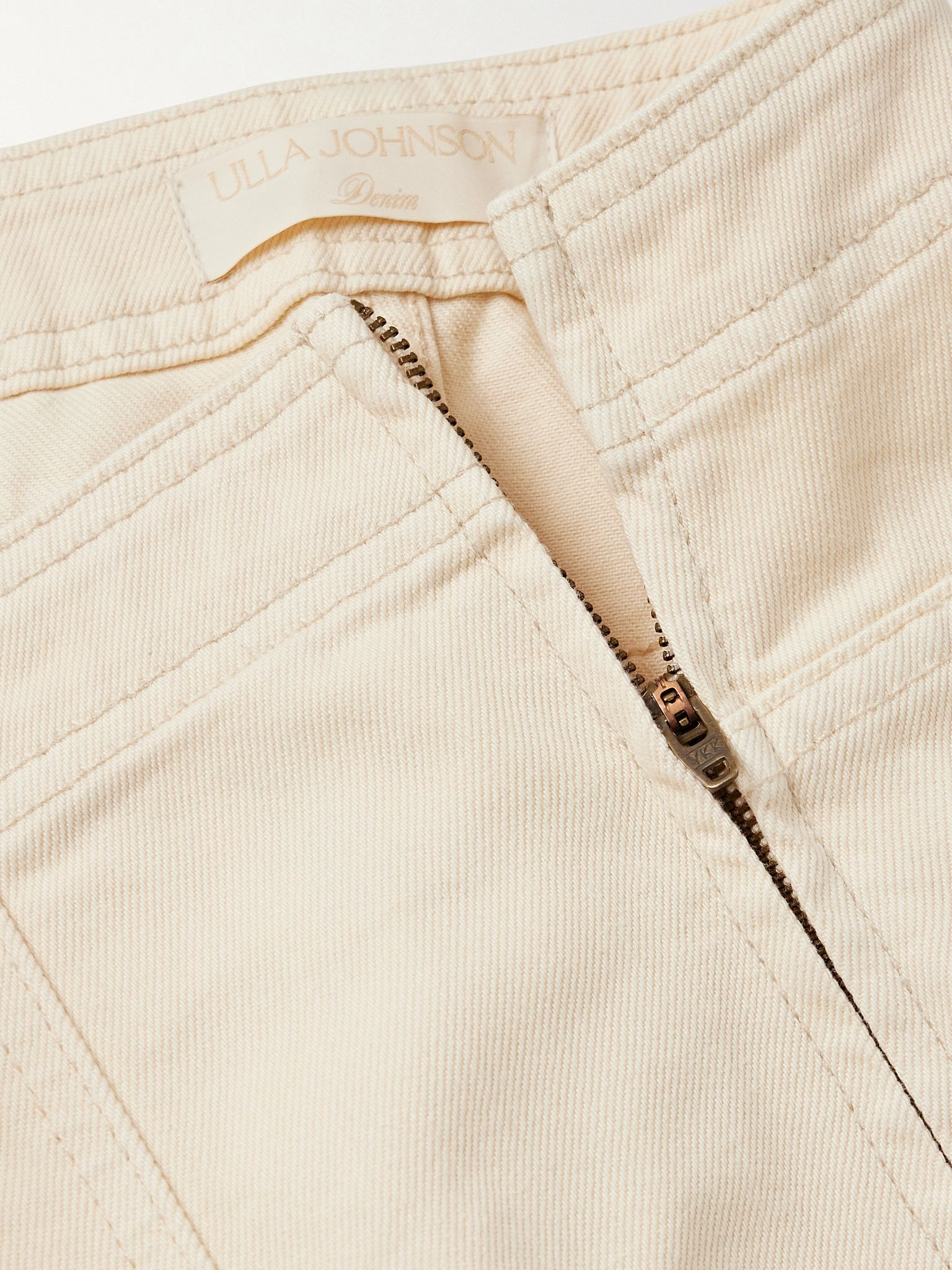 The Bianca paneled high-rise wide-leg jeans Cream - 4