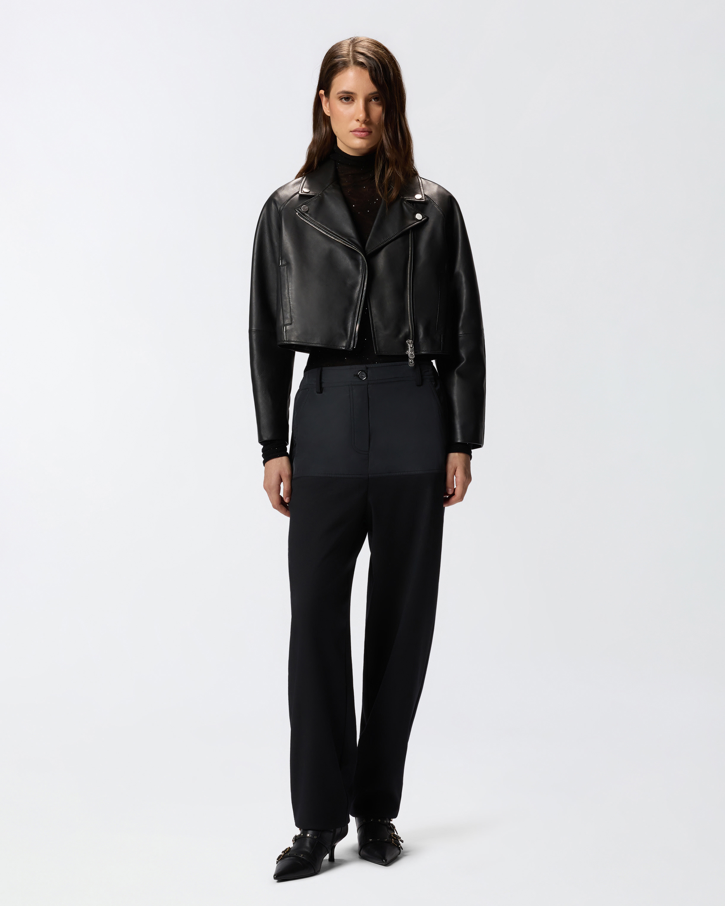 CROPPED NAPPA LEATHER BIKER JACKET - 3