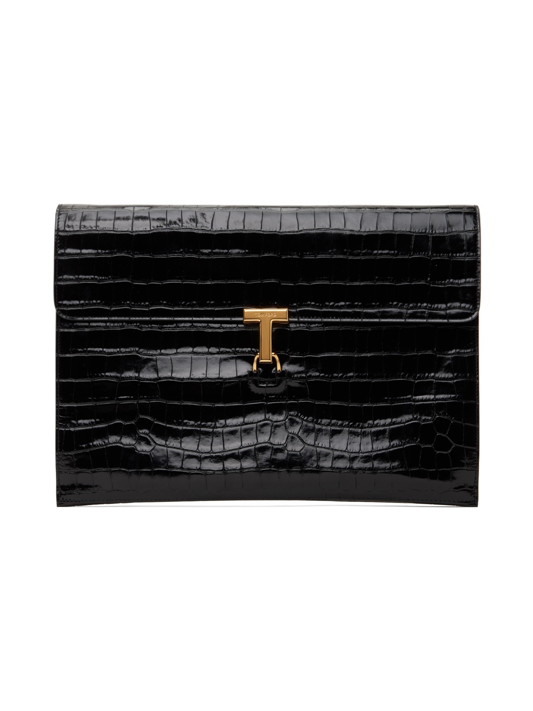 Black Croc-Embossed Pouch - 1