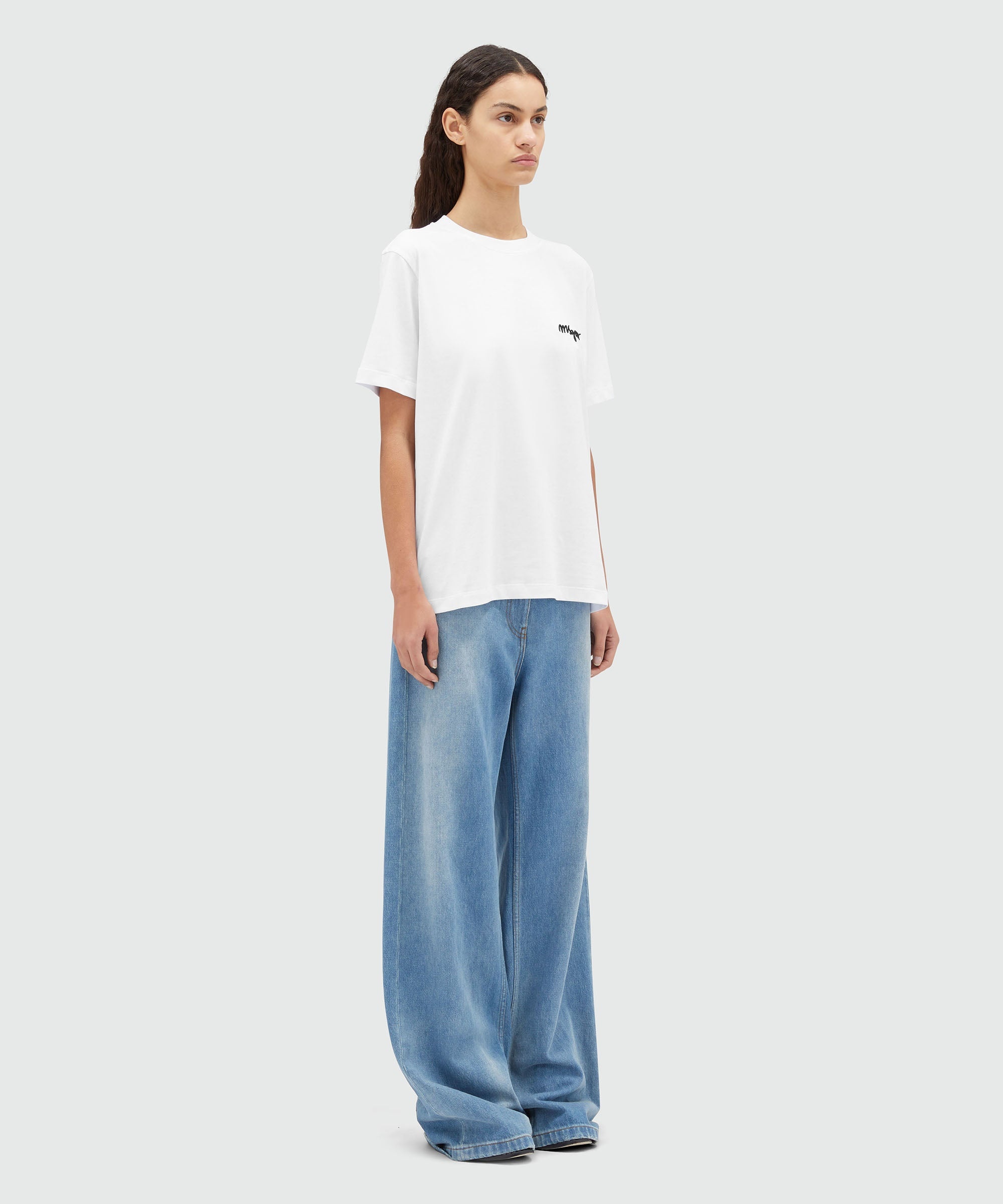 Round neck cotton T-shirt with embroidered logo - 4