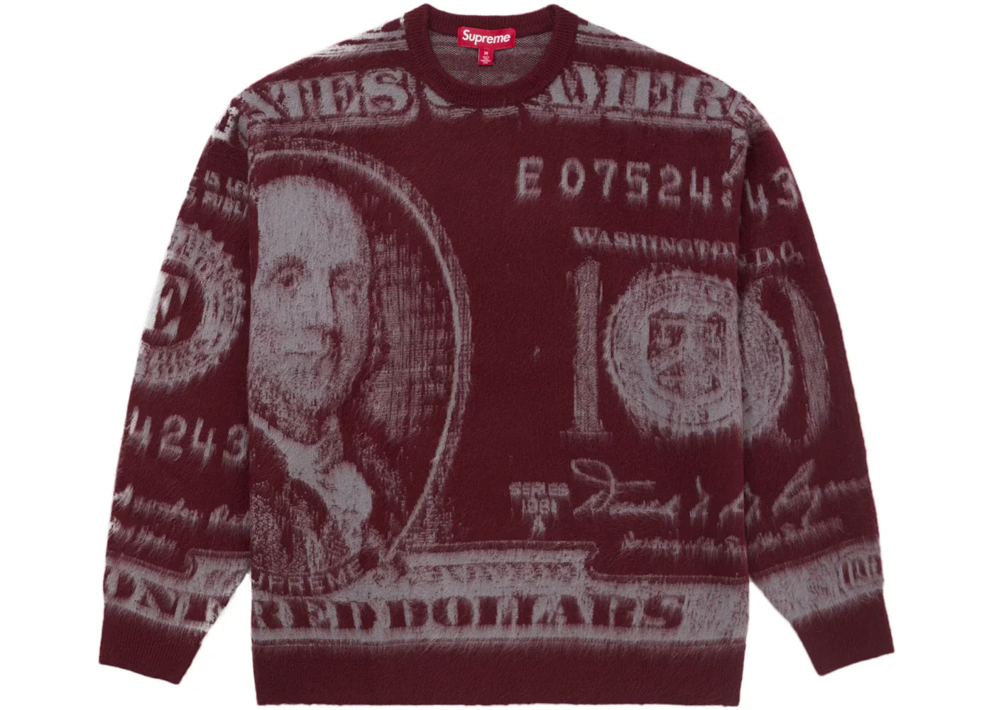 Supreme Money Sweater Burgundy - 1