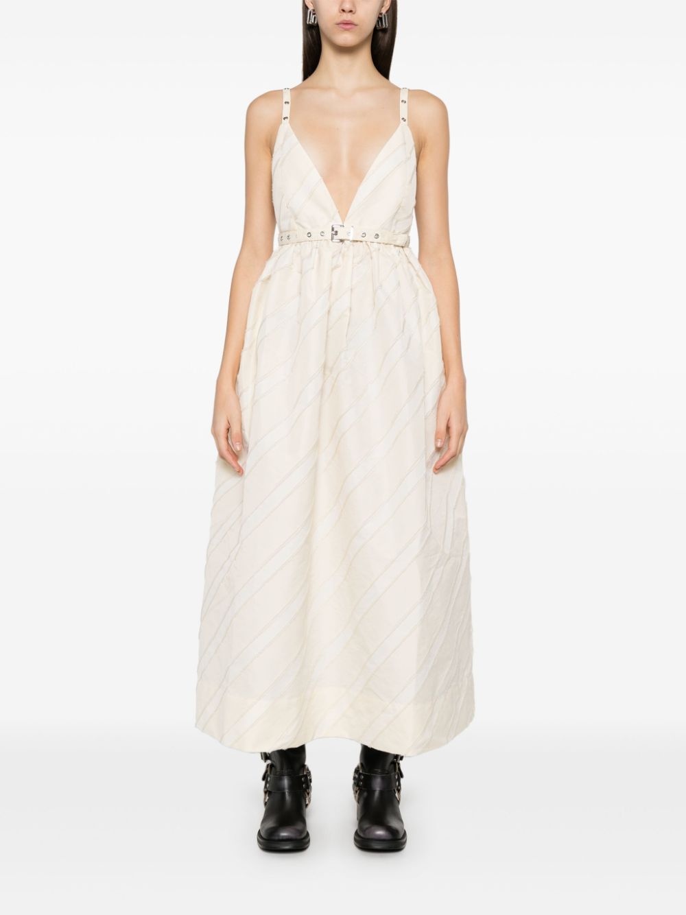 stripe-pattern midi dress - 2