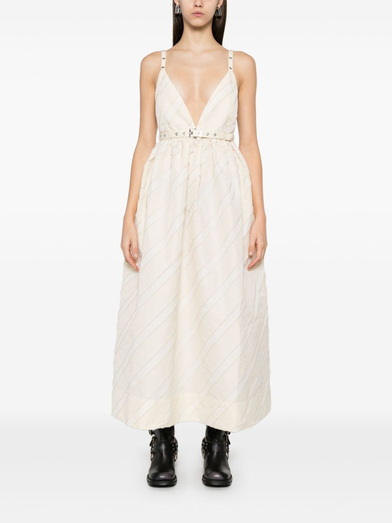 GANNI stripe-pattern midi dress outlook