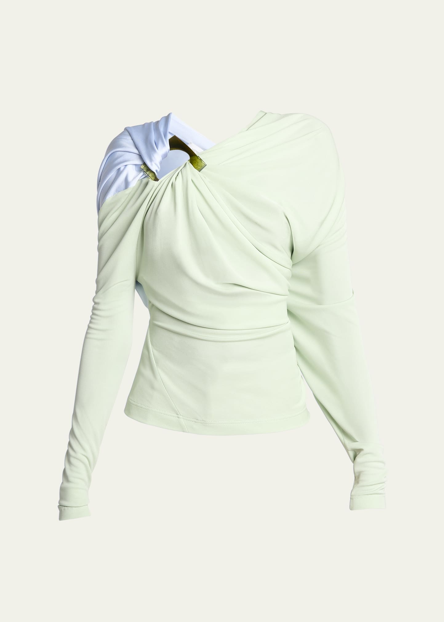 Victoria Beckham【関税送料込】アシンメトリージャージートップ Victoria Beckham Colorblock Draped Jersey Top