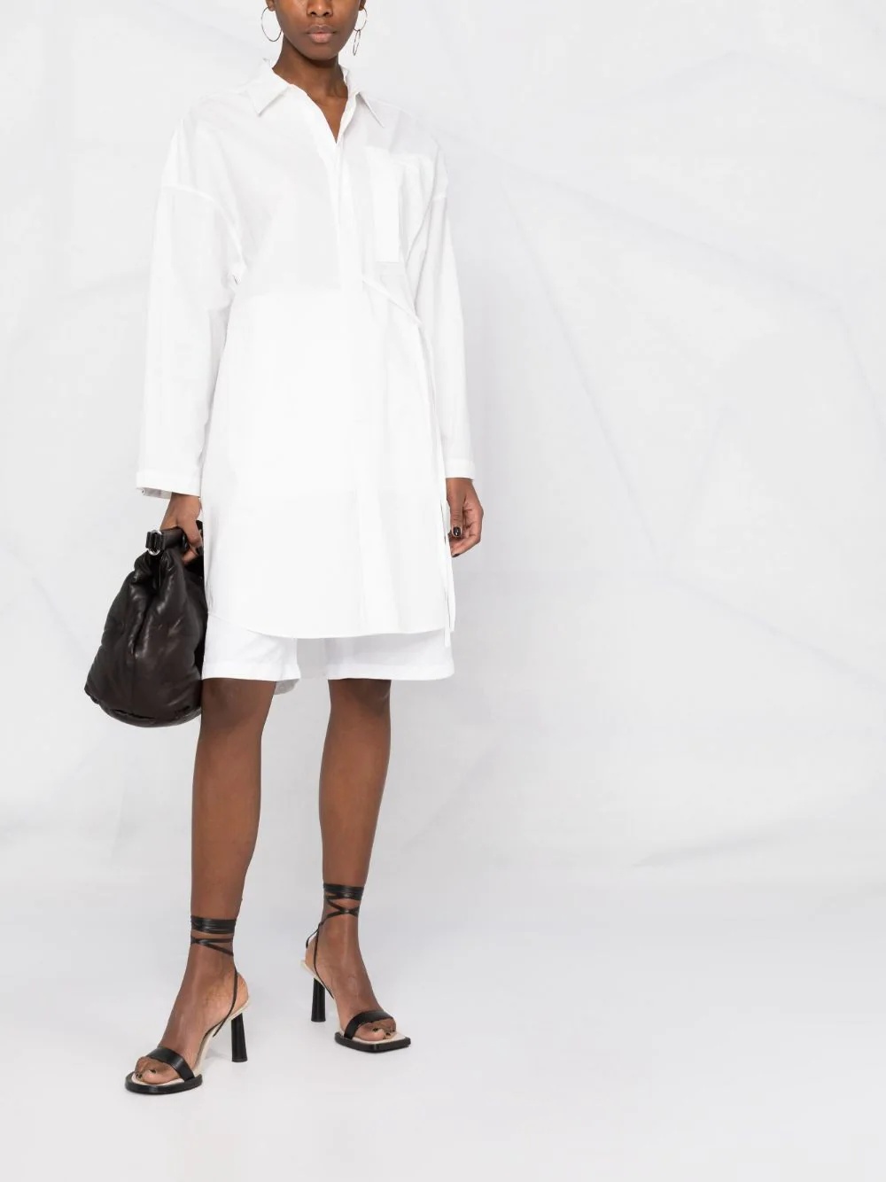 oversized waist-tie shirt dress - 2