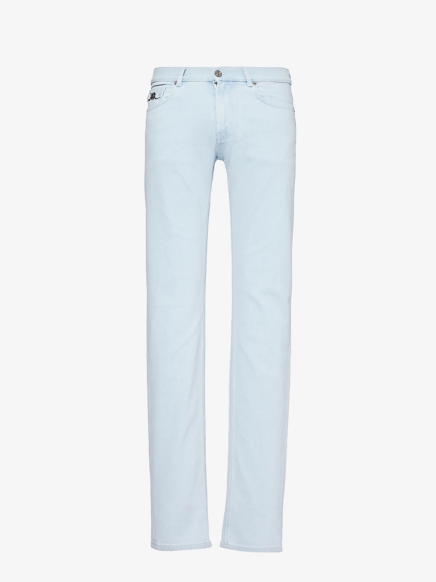 Five-pocket brand-plaque slim-fit low-rise stretch-denim blend jeans - 1