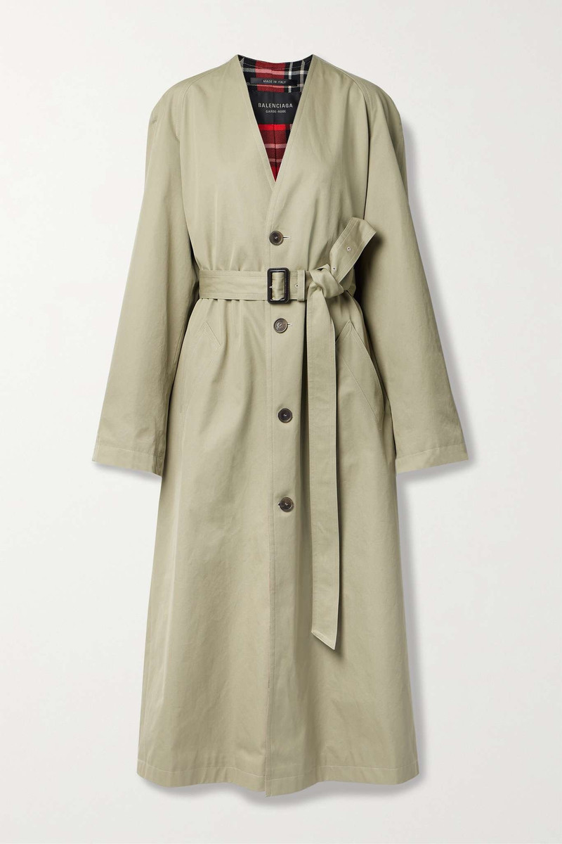 Oversized belted cotton-drill trench coat - 1