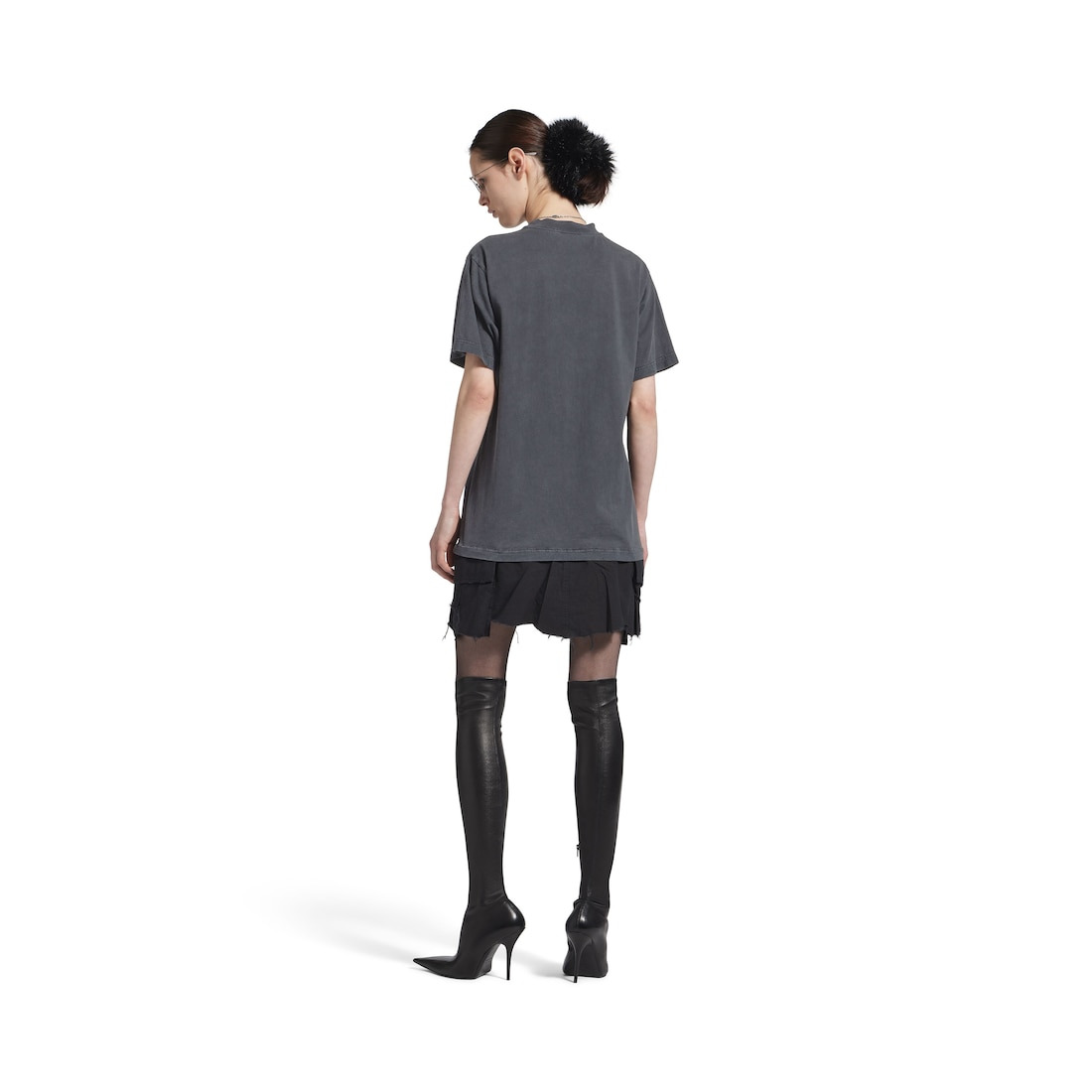 Women's Luxury Script Hybrid T-shirt Cargo Dress in Black - 4