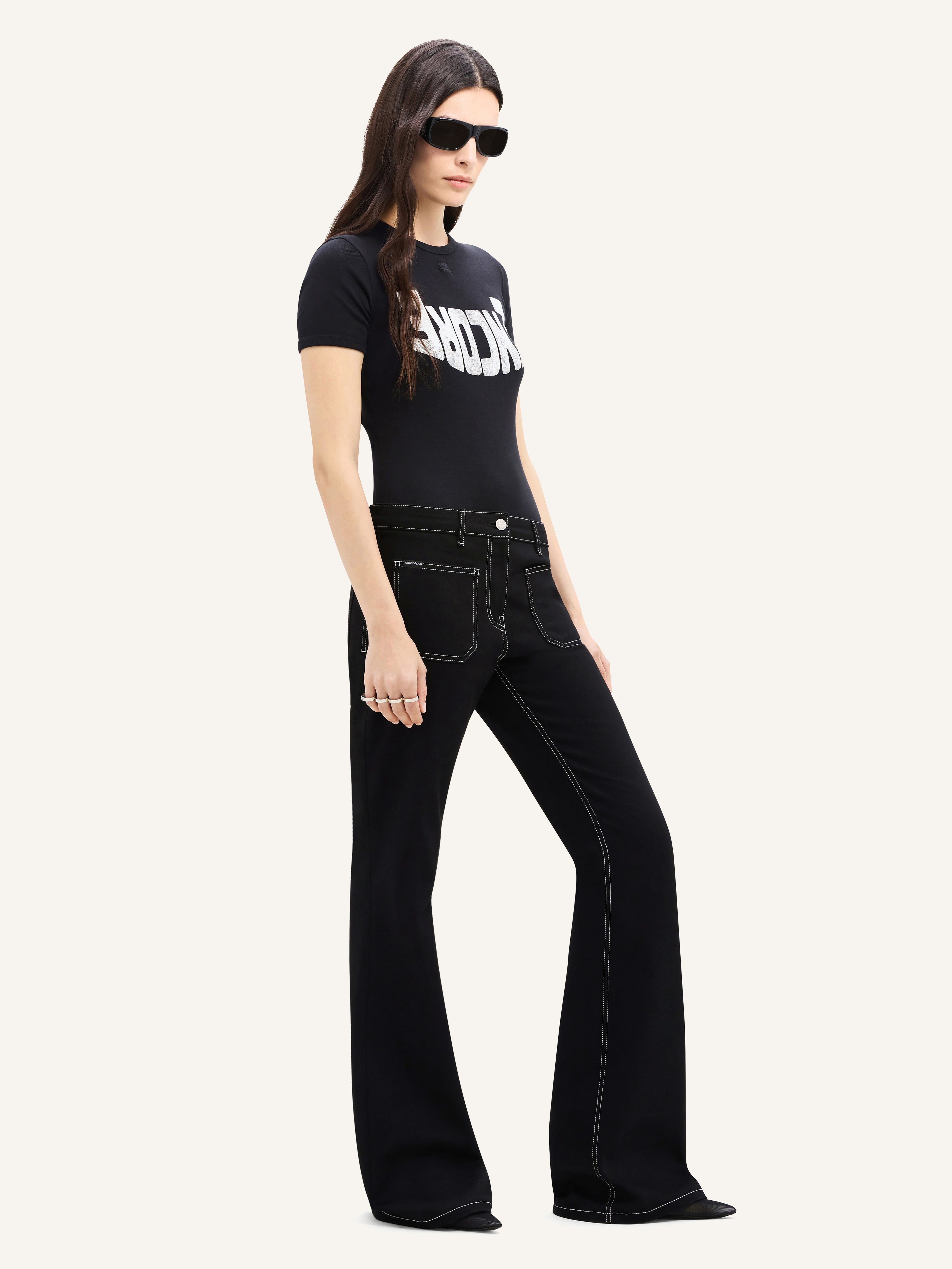 2-POCKET TOPSTITCHED DENIM BOOTCUT PANTS - 3