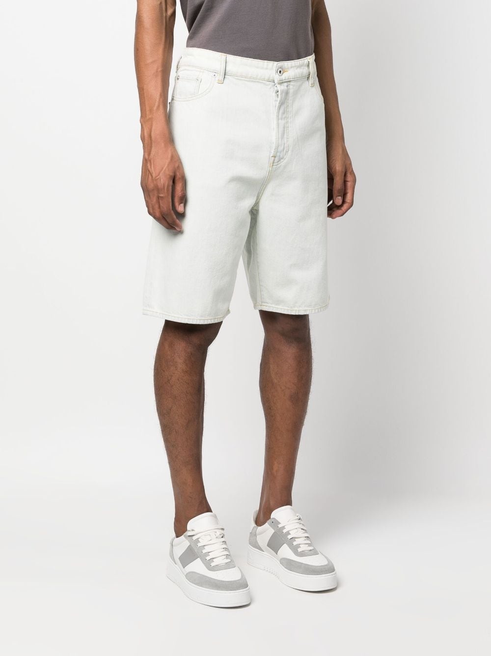 logo-embroidered denim shorts - 3