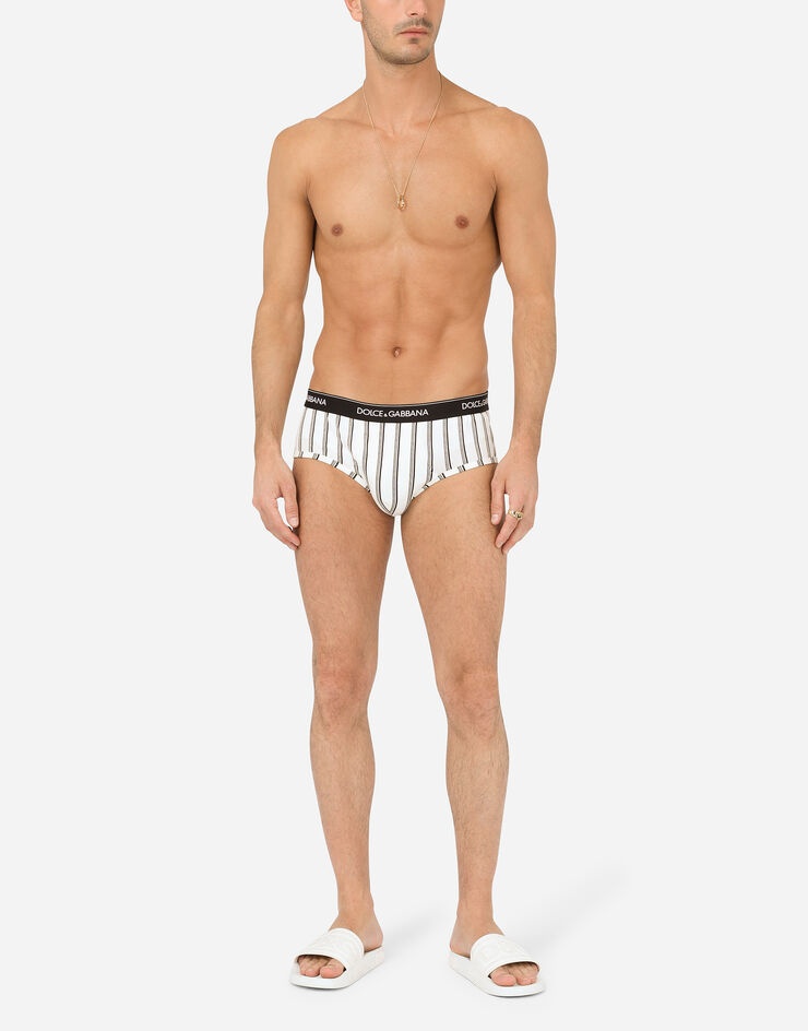 Two-way-stretch cotton Brando briefs with striped print - 2