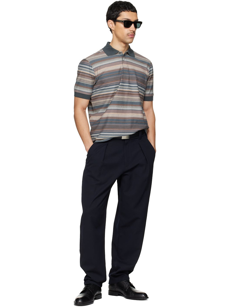 Paul Smith Taupe & Gray Textured Stripe Polo outlook