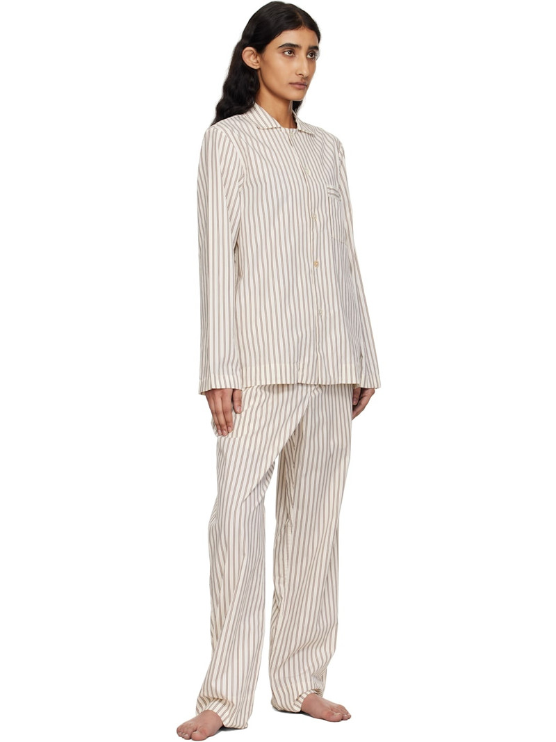 TEKLA Brown & Off-White Poplin Pyjama Pants outlook