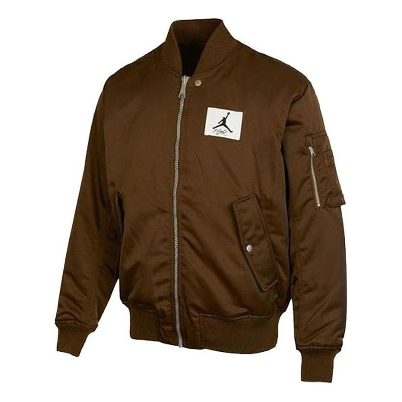 Air Jordan Logo Patch Baseball Collar Jacket 'Kahki' DQ7345-385 - 1