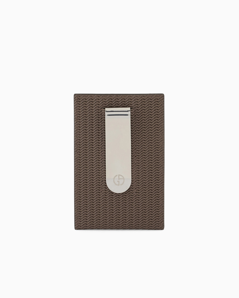 GIORGIO ARMANI Card holder in embossed leather outlook