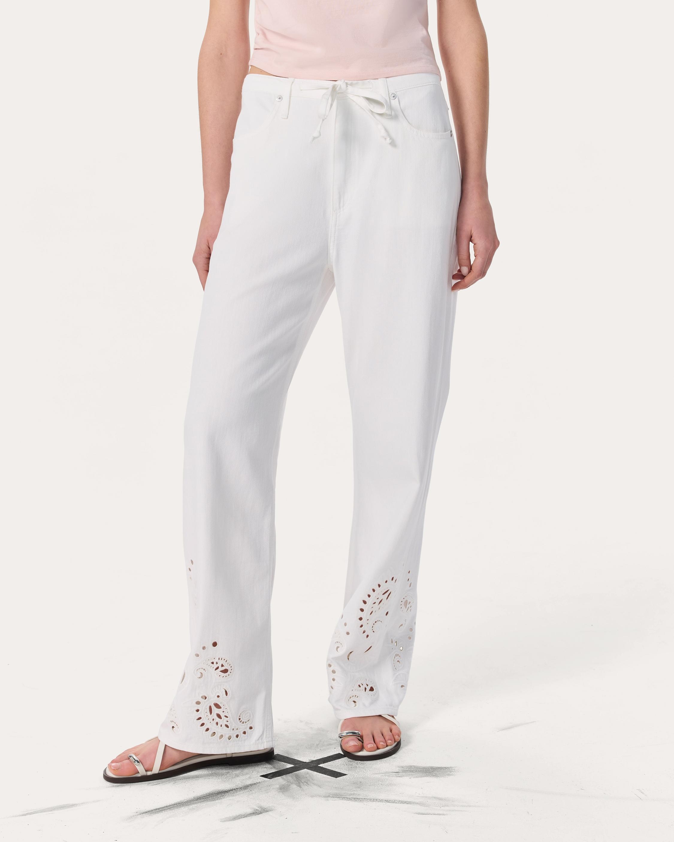 Phoebe Denim Beach Pants
Ultra Featherweight in White Eyelet - 3