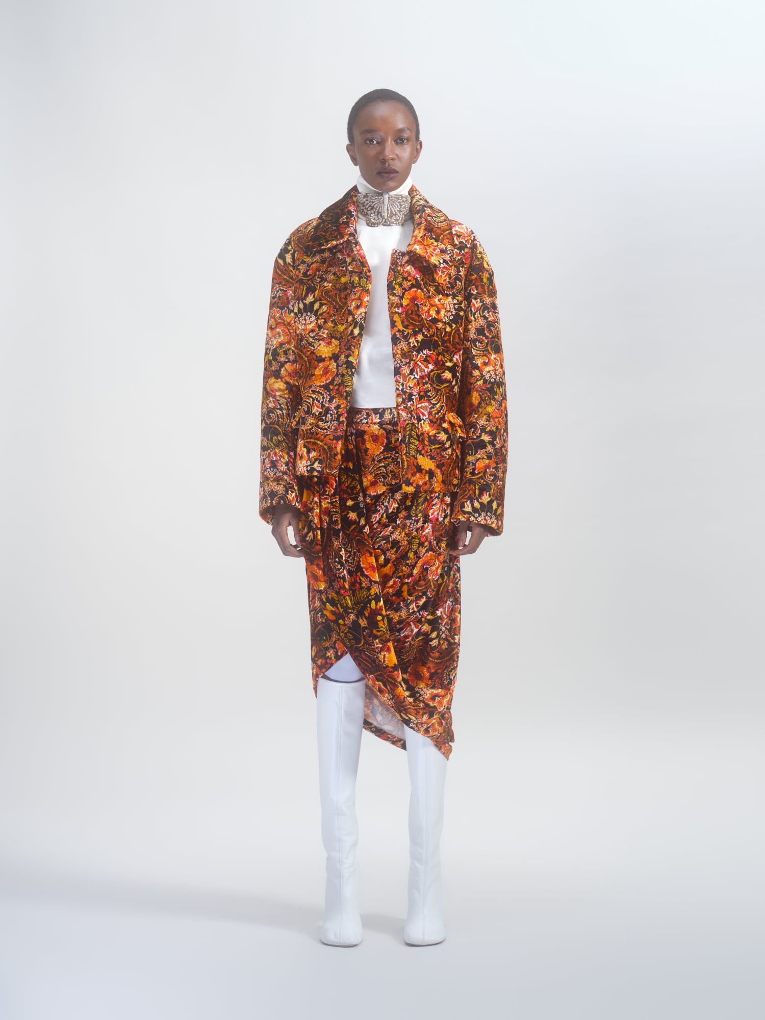 PRINTED DRAPED SKIRT - 4
