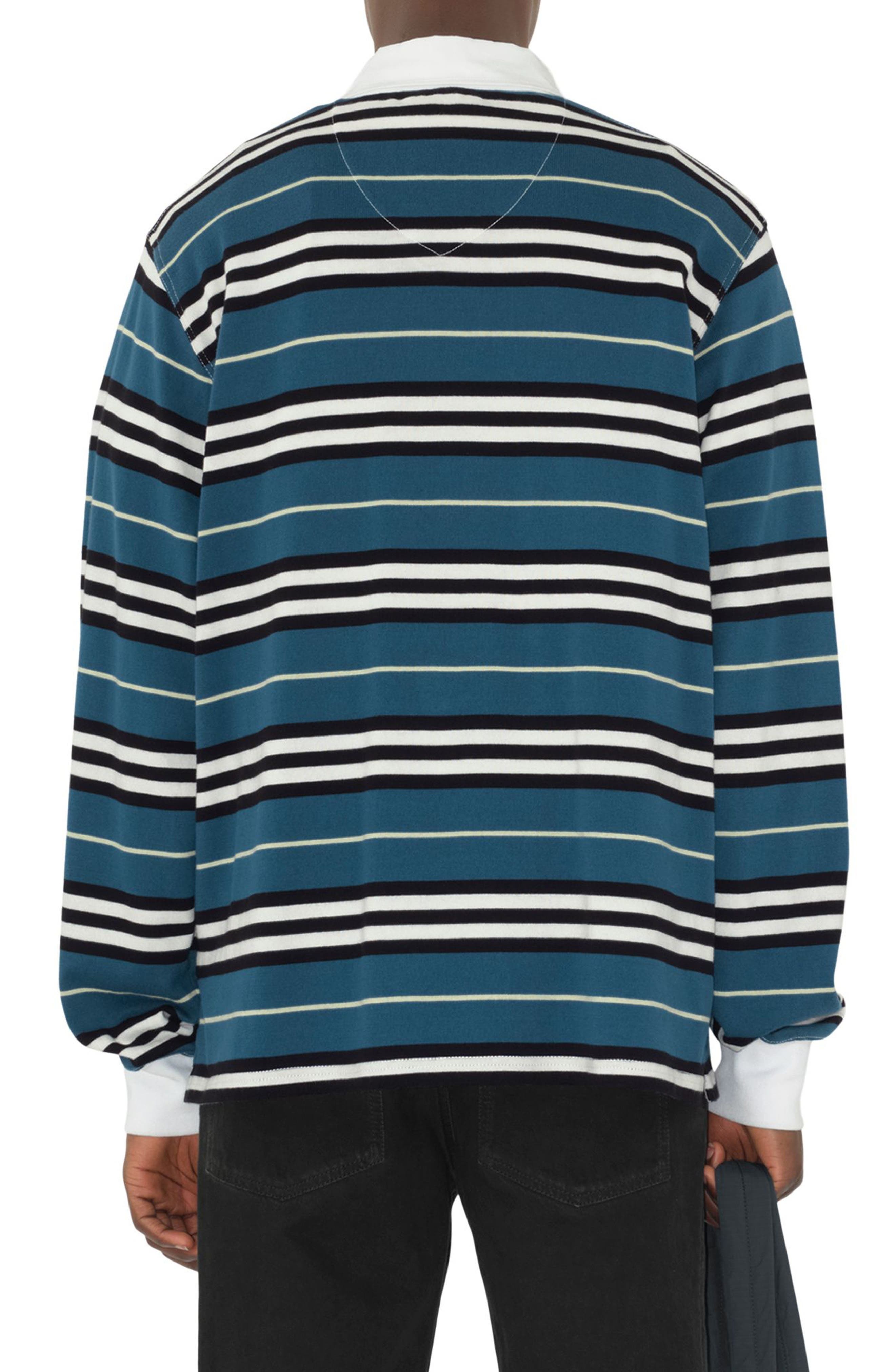 burberry Stripe Long Sleeve Cotton Polo in Anchor Pattern at Nordstrom - 2