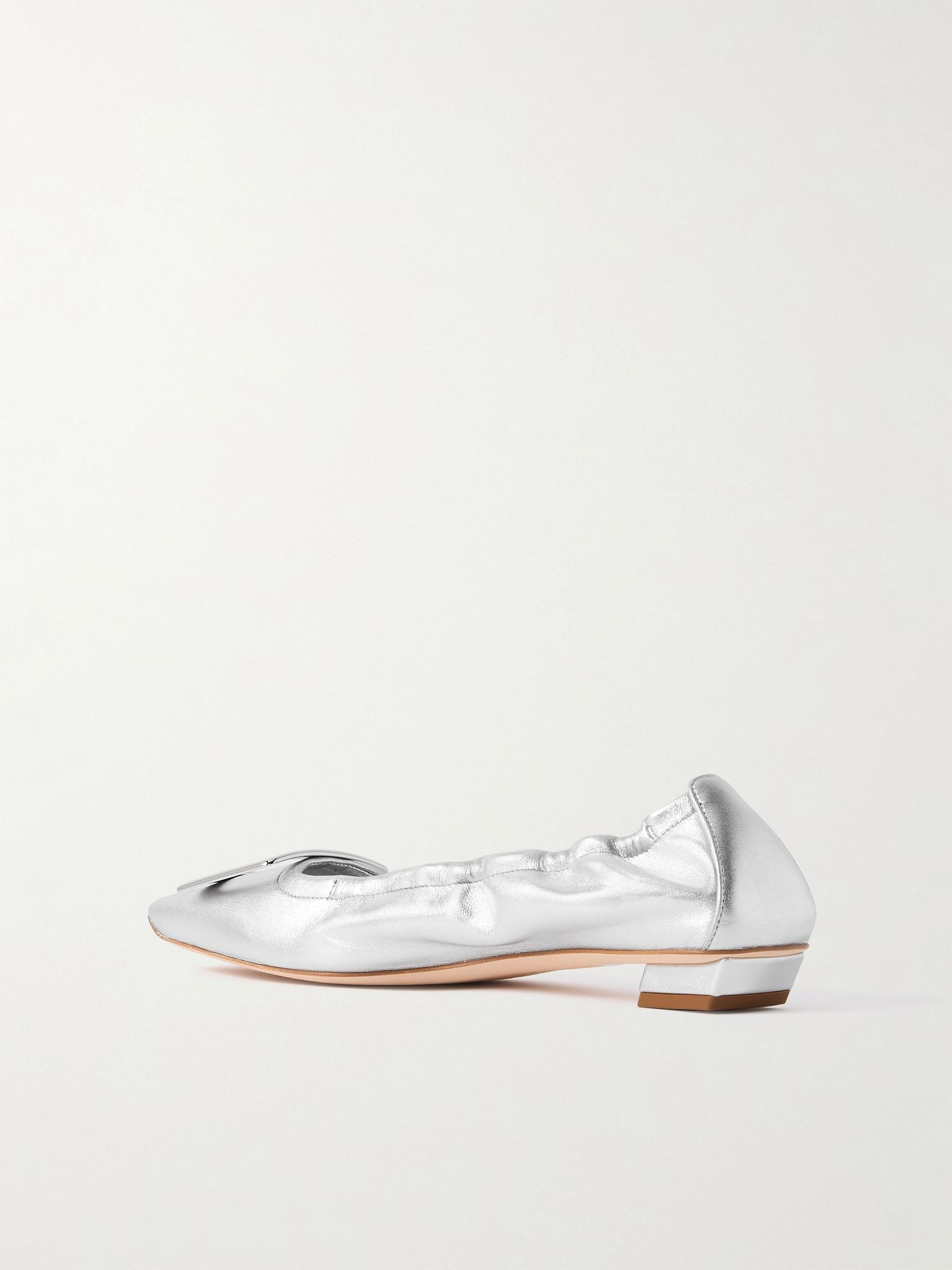 Belle Vivier 25 embellished metallic ballet flats Silver - 4