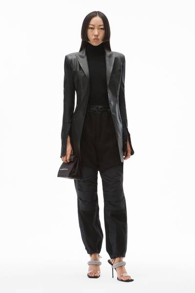 Alexander Wang PEAK LAPEL BLAZER IN LEATHER AND STRETCH outlook