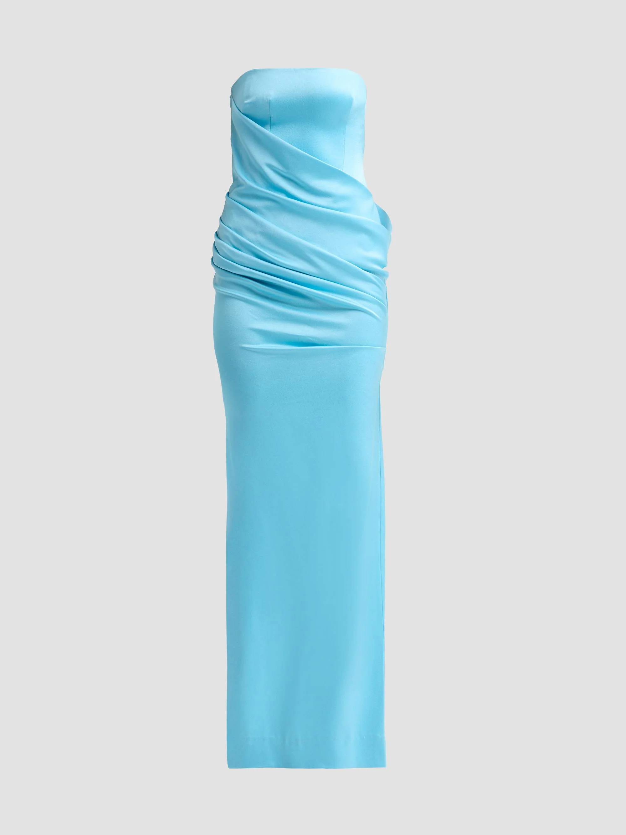 Women's Strapless Drape Longline Corset Column Gown - Aqua - 1
