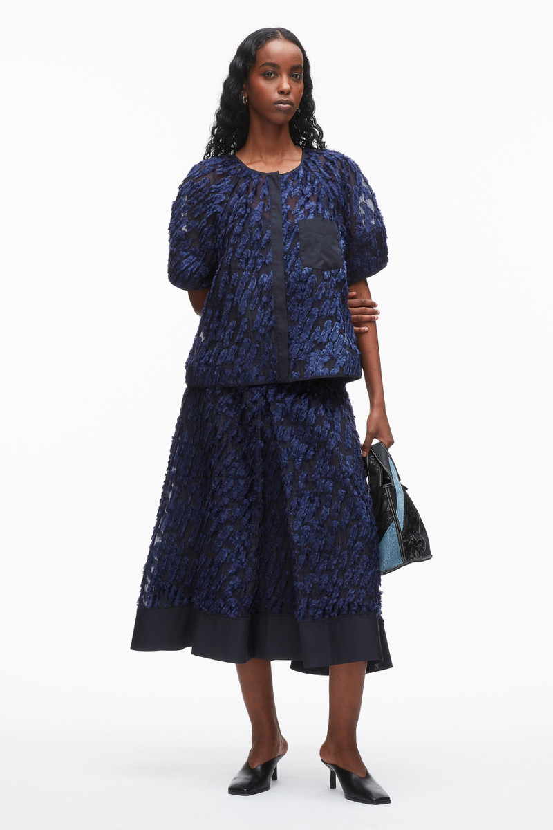 Textured Organza Lantern Sleeve Shirt 1