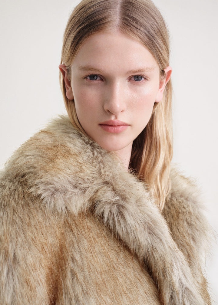 Faux-fur coat beige - 5