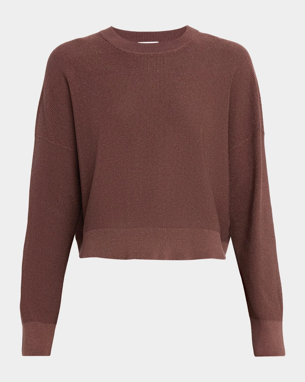 Metallic Net Knit Crewneck Sweater - 1
