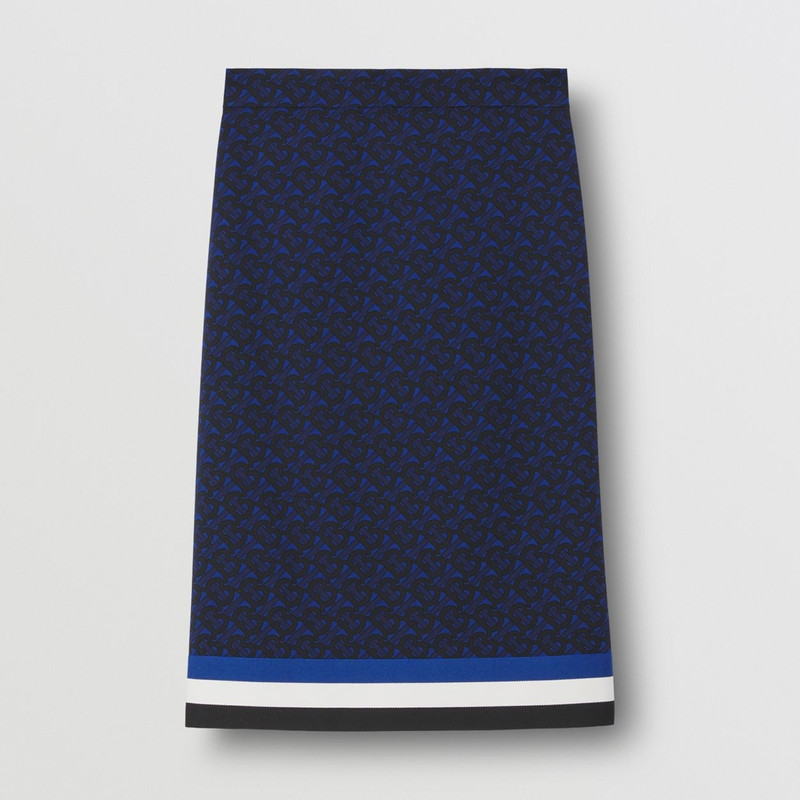 Monogram Print Wool Blend Skirt 1