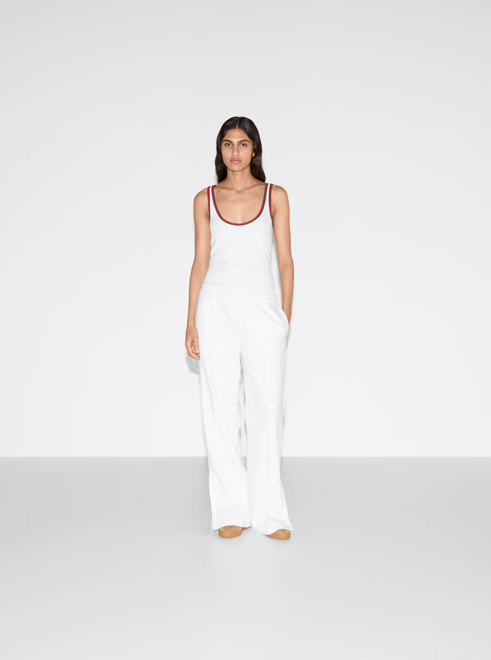 Gucci Women White Pants With Elastic Drawstring Waist In Tech Fabric Woman - 4