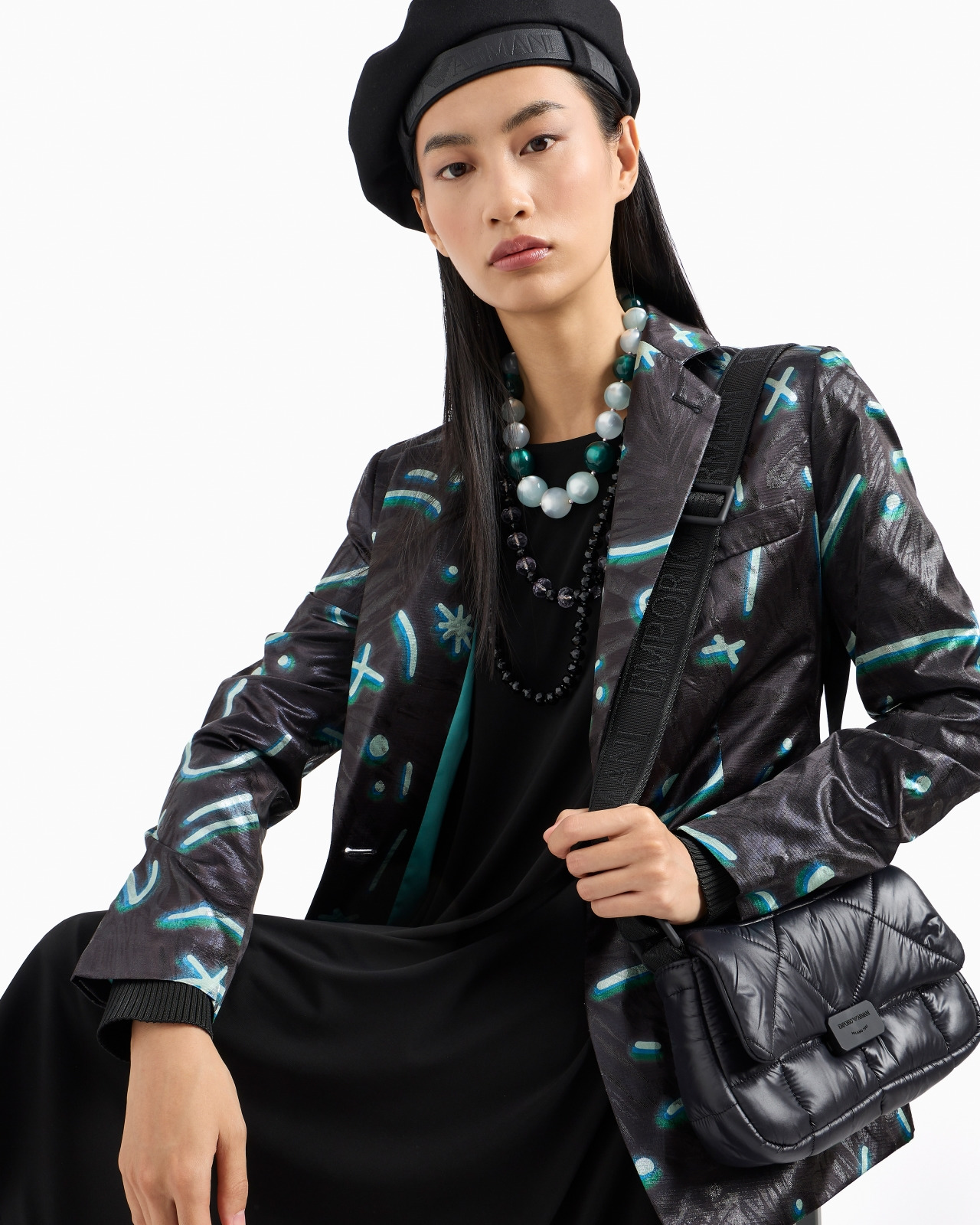 Viscose crêpe dress with rib-knit sleeves - 6