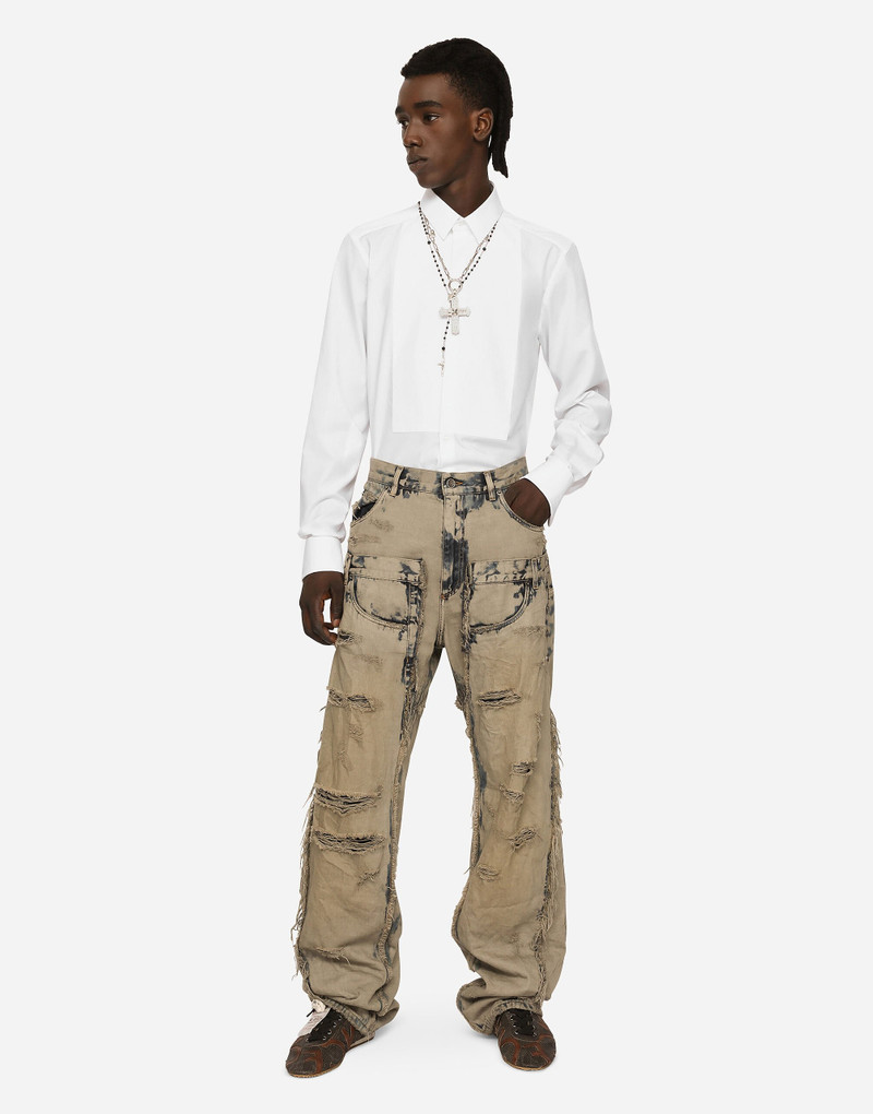 Dolce & Gabbana Cotton poplin Gold-fit tuxedo shirt outlook