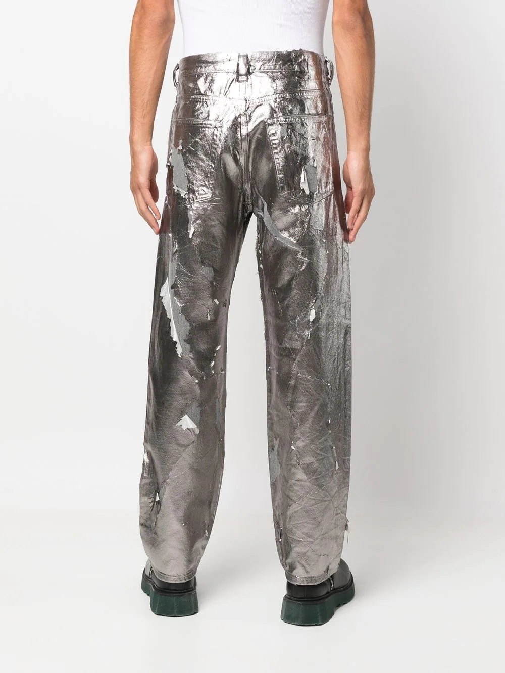 metallic-coated straight-leg jeans - 4