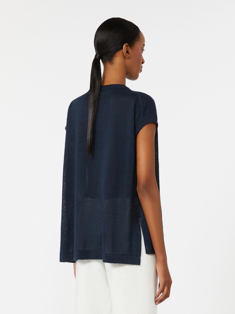 GHIANDA Linen yarn waistcoat - NAVY 4