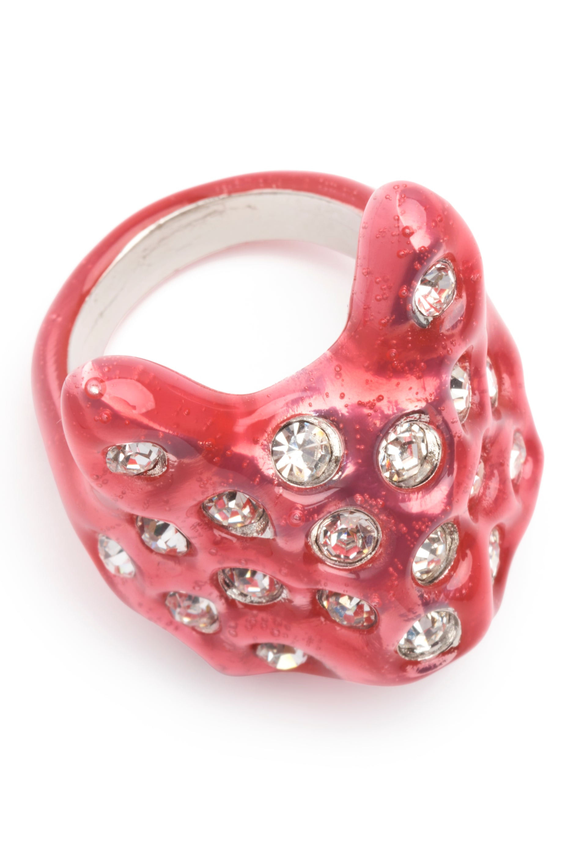 HOT PINK PUFFY BUNNY RING - 4