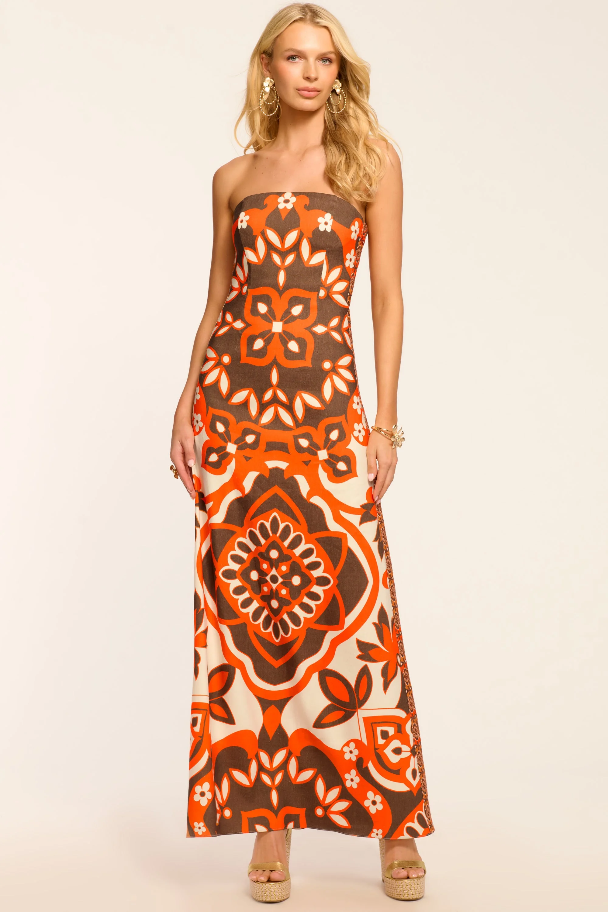 Naila Printed Strapless Maxi Dress - 1