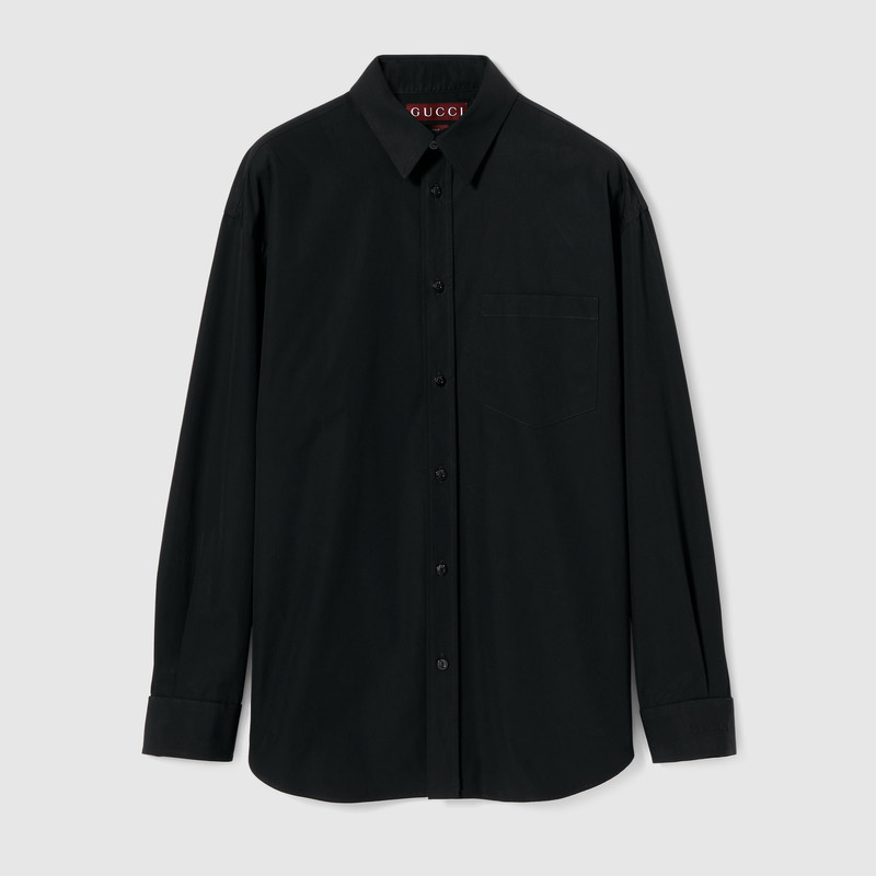 Cotton poplin shirt with logo 1