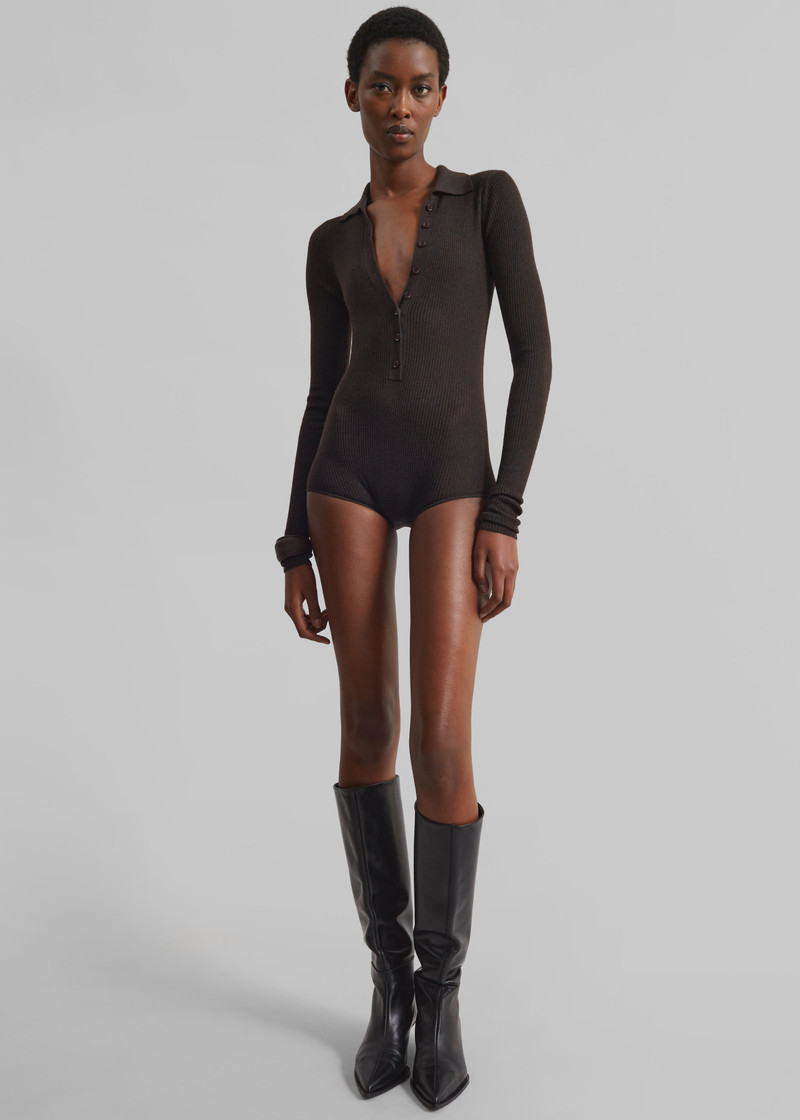 Solana Polo Bodysuit - Brown 8