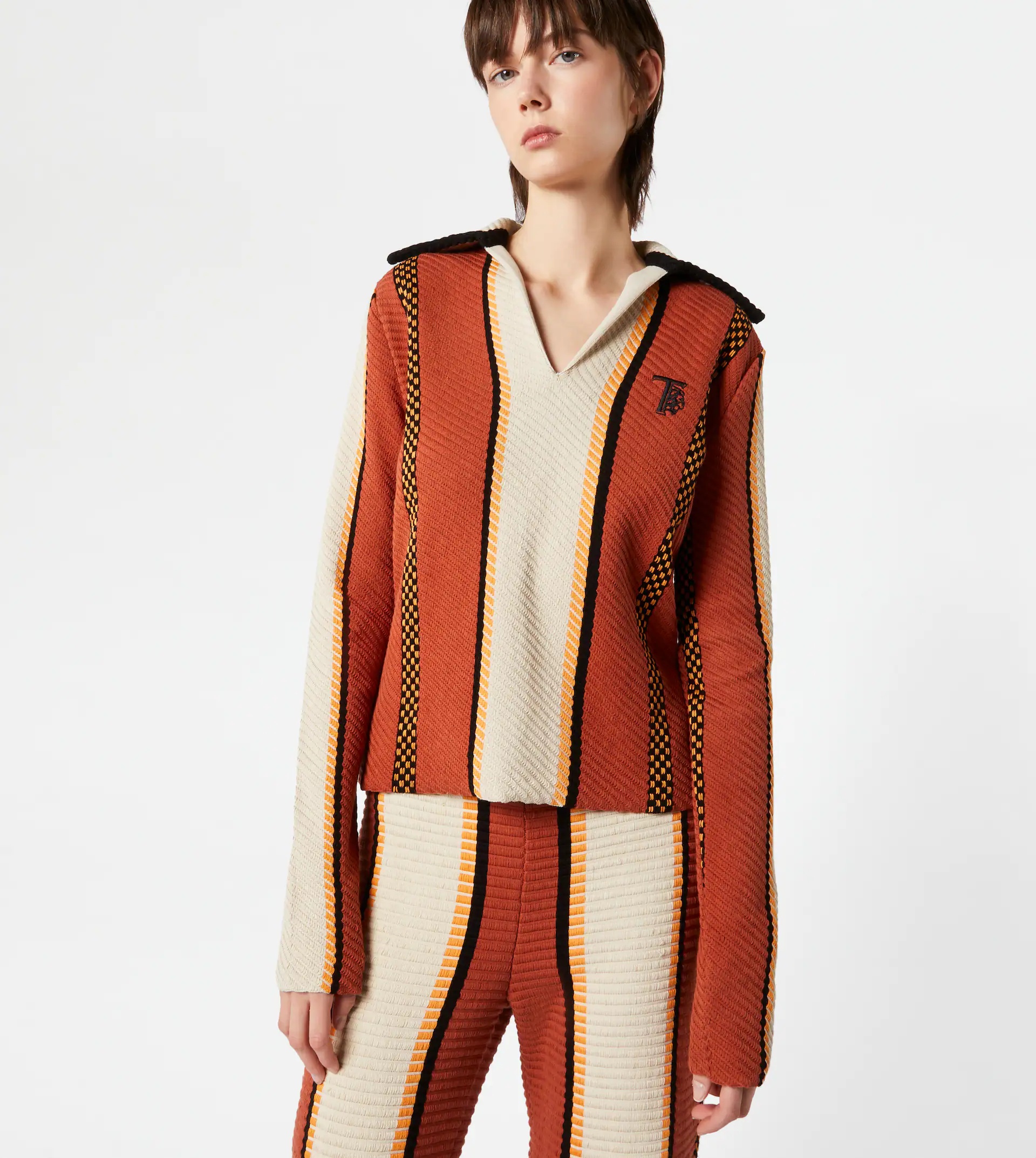POLO SHIRT IN COTTON KNIT - OFF WHITE, ORANGE, YELLOW - 7