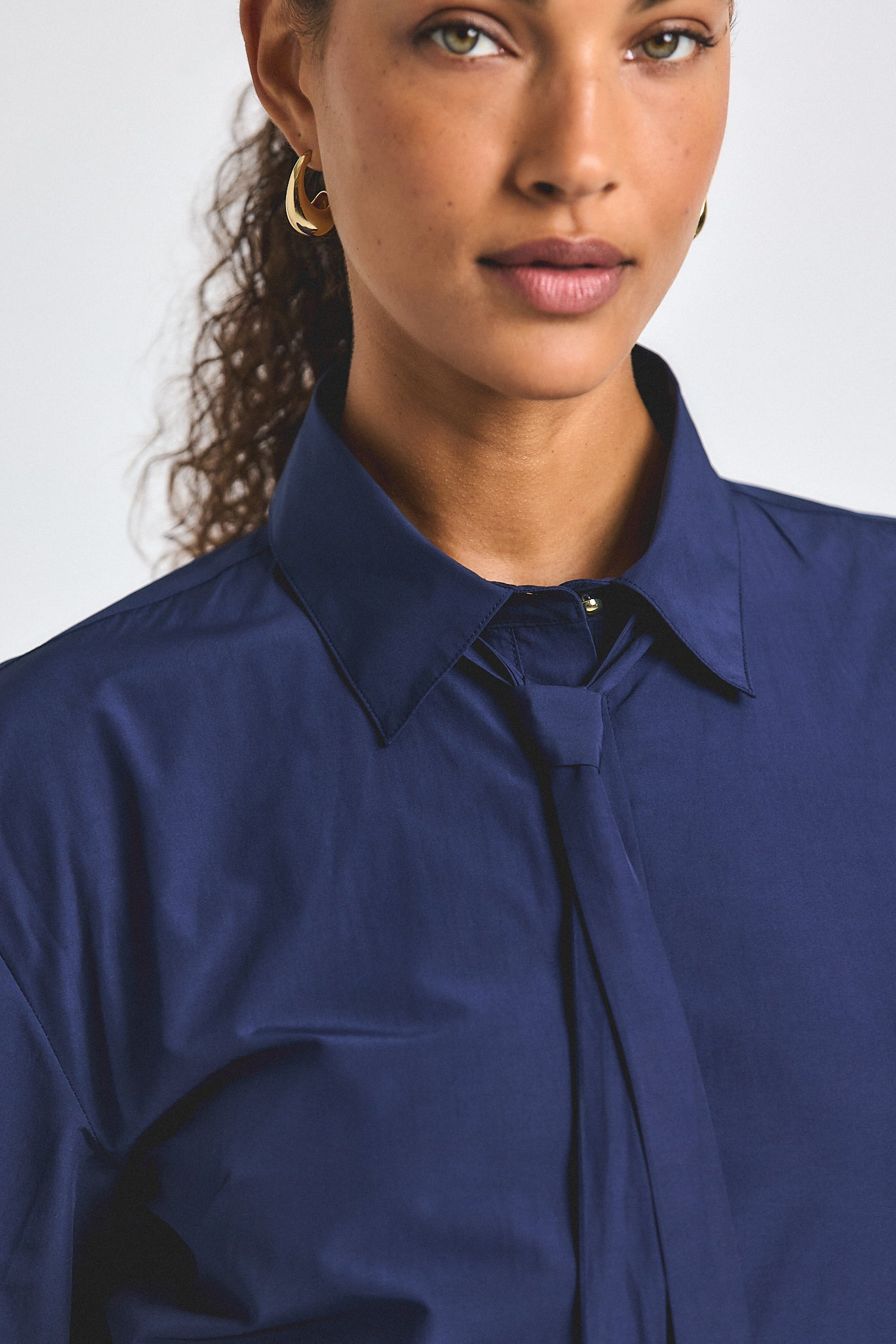 AZUREN COTTON POLY PEPLUM SHIRT DRESS - 2