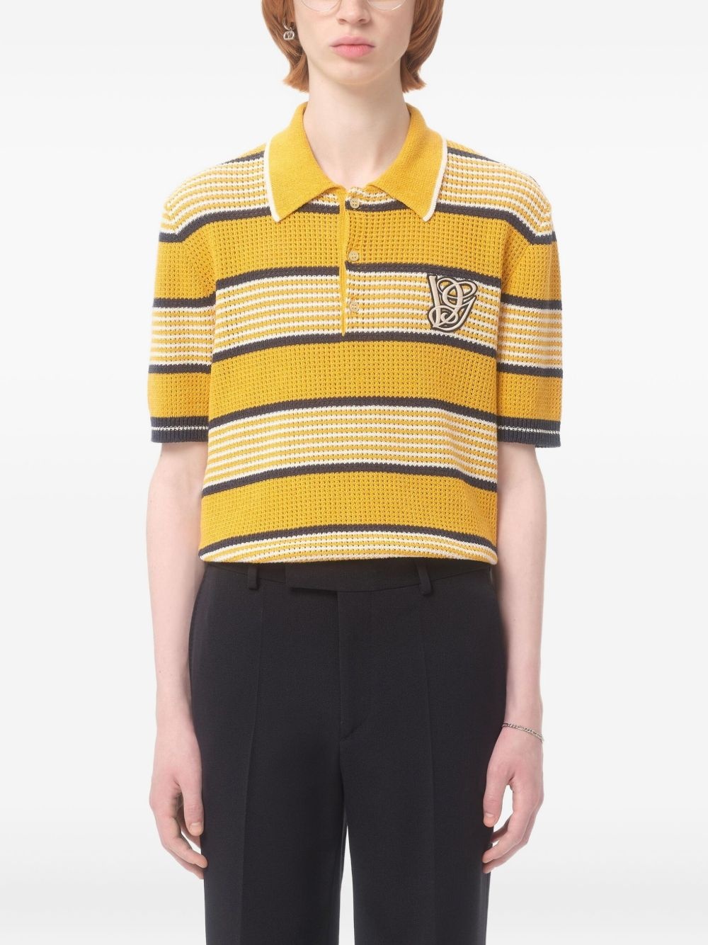 LONG-SLEEVED LINEN AND COTTON POLO SHIRT WITH VG PATCH - 3
