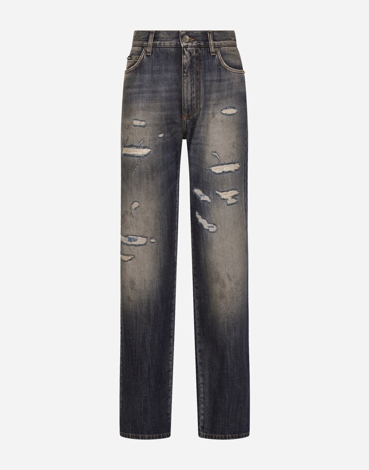 Flared jeans with ripped details - 1