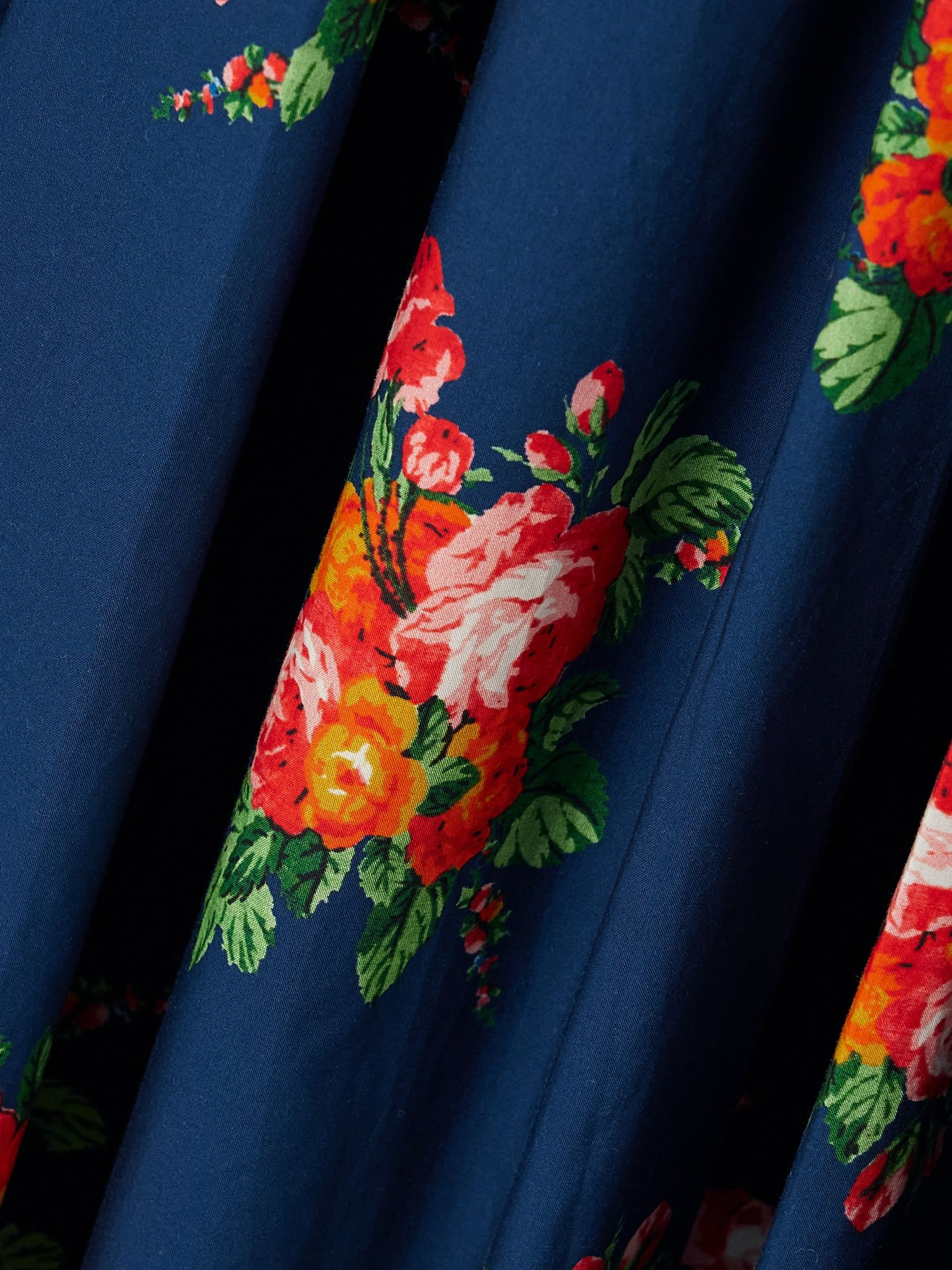Montreal strapless pleated floral-print cotton-poplin maxi dress Navy - 4
