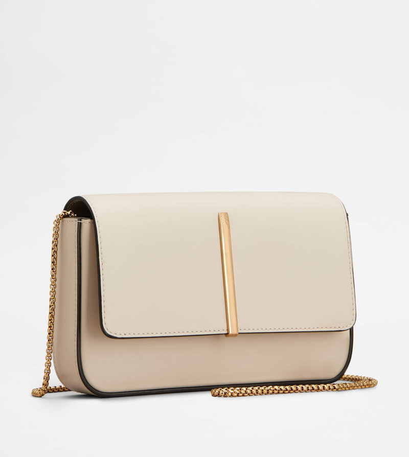 Tod's FLAP MINI BAG IN LEATHER - OFF WHITE outlook