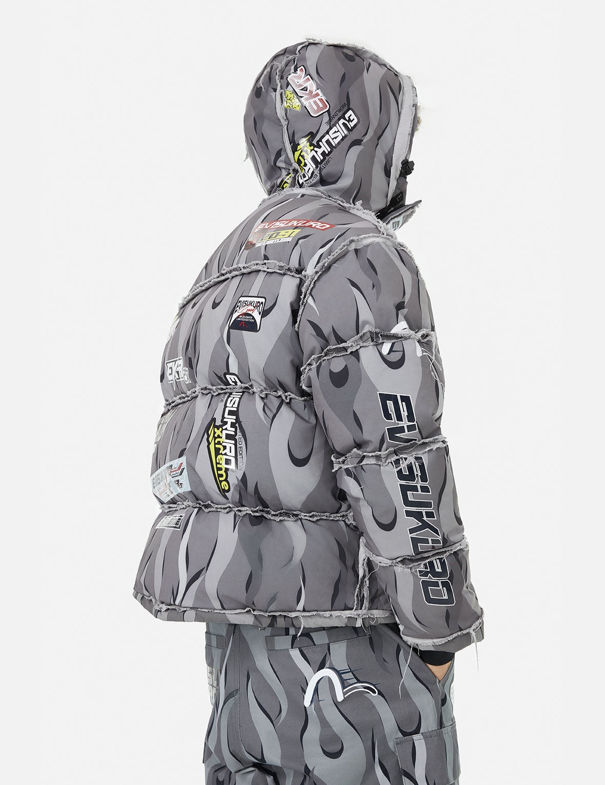 Tear-Away Racing Camouflage Oversized Down Jacket - 6