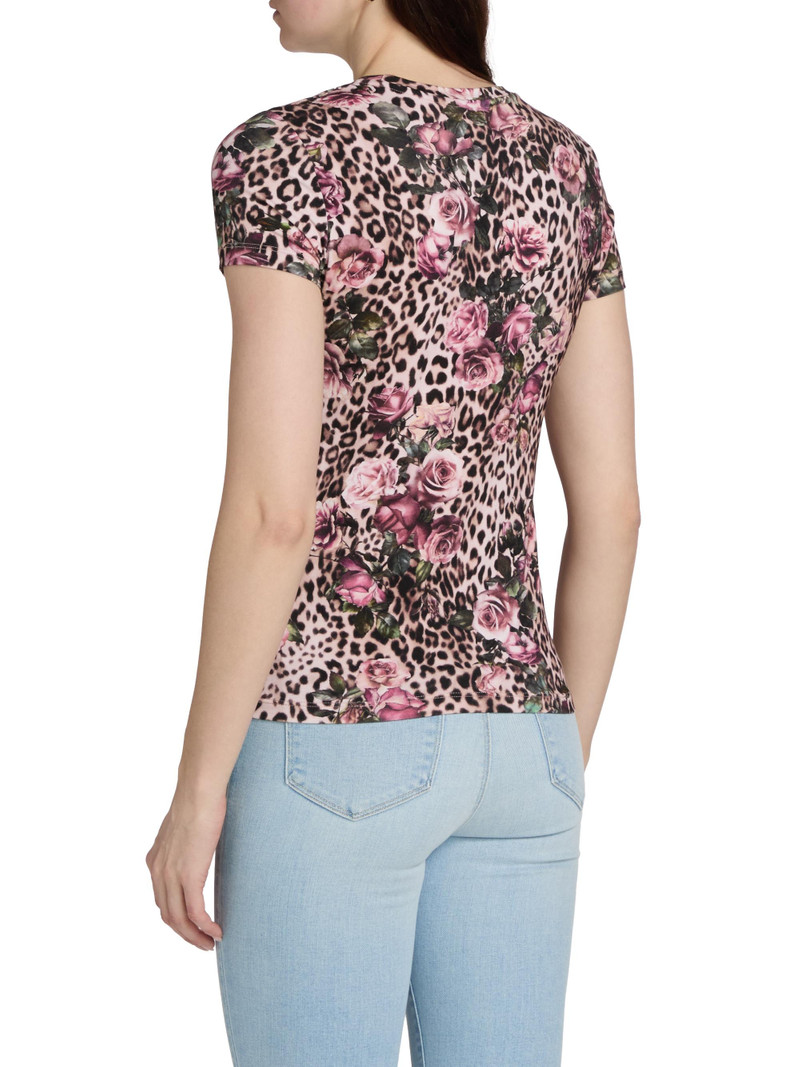Women's Ressi Floral & Leopard Print T-Shirt - Multi Rose Cheetah 5