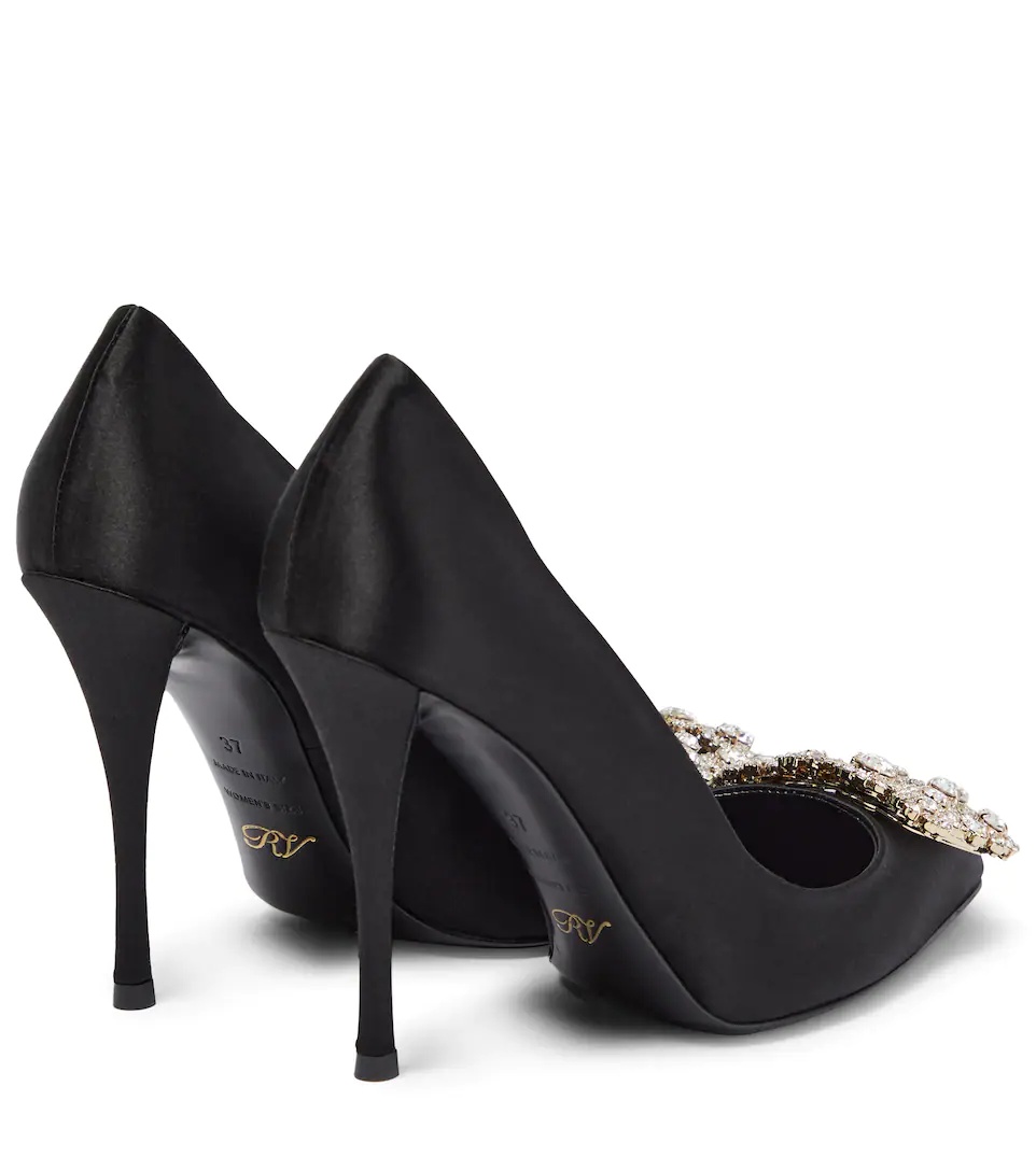 Flower Strass satin pumps - 3