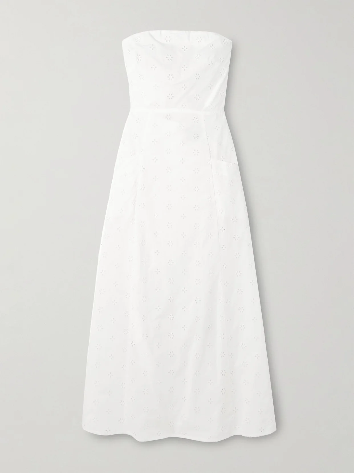 Stapless Bow-detailed Broderie Anglaise Organic Cotton Midi Dress - 1