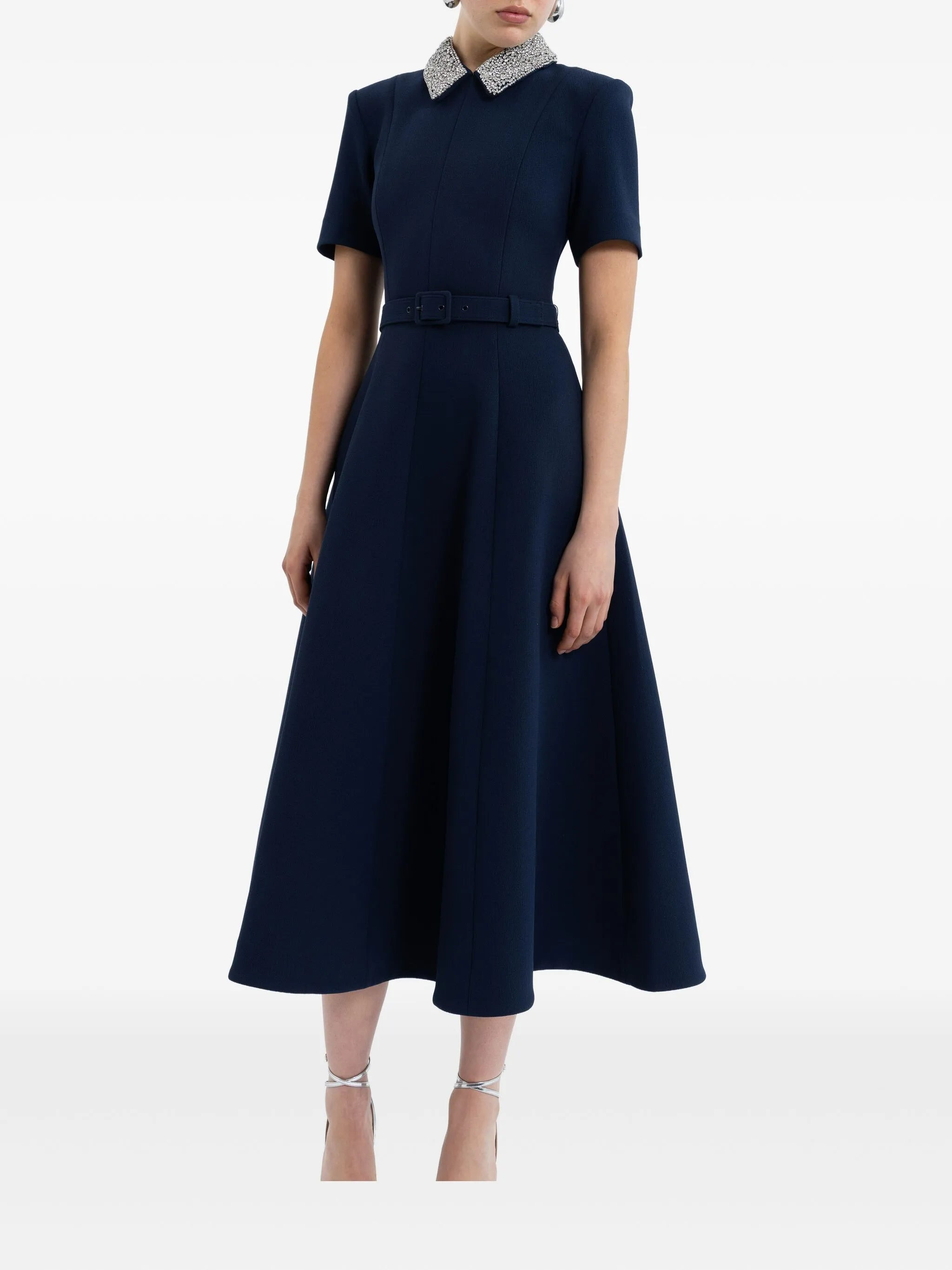 Rebecca Vallance Embellished-collar Belted Dress - 3