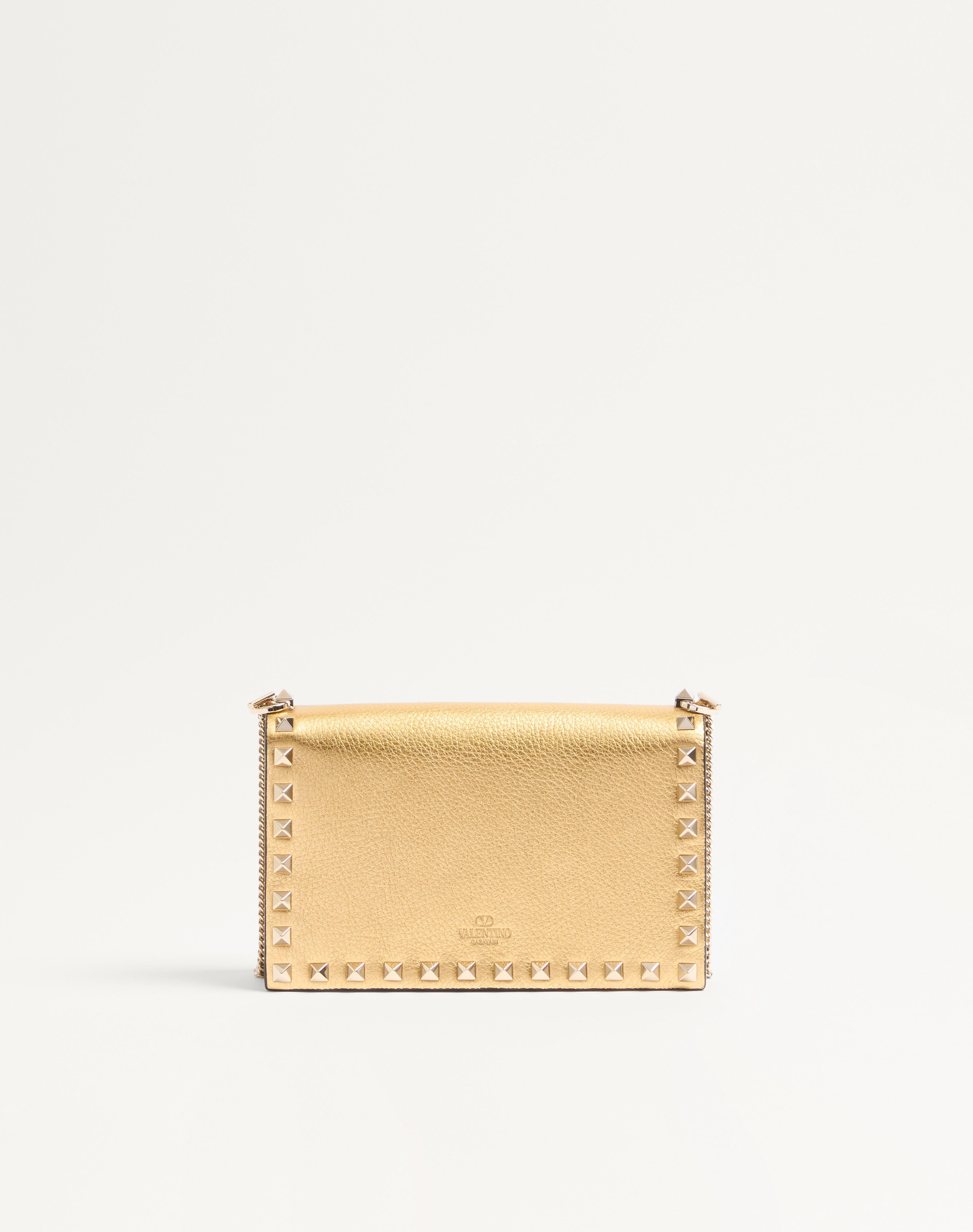 ROCKSTUD MINI CALFSKIN BAG WITH CHAIN IN LAMINATED GRAINY CALFSKIN - 5